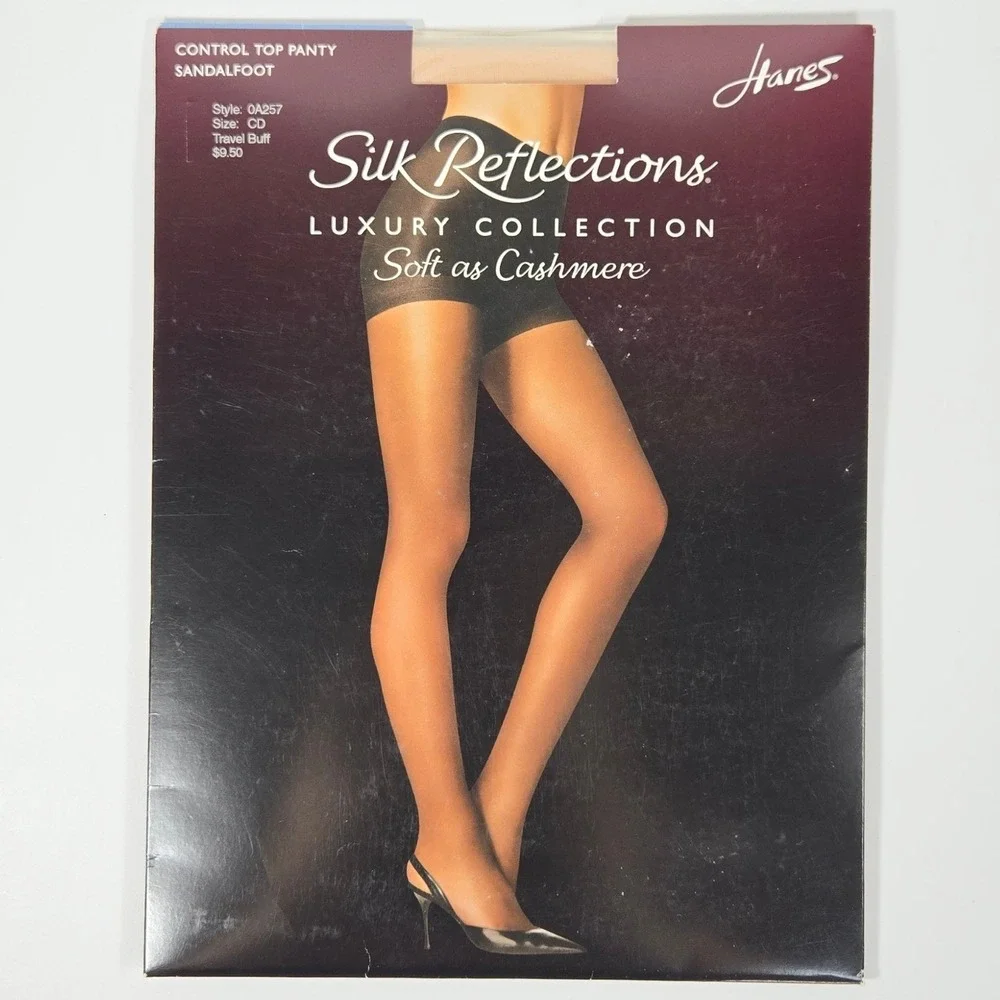 Hanes Silk Reflections Hosiery Bundle 4 Pairs Size CD Sheer Barely There Black